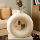 Circular Ring Big Vase White